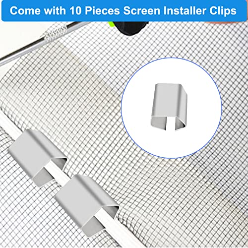 Window Screen Repair Kit Mesh Screen Spline Roller Repair Tools Kit with Screen Installer Clips, Metal and Plastic Spline Fixing Tool Kit for Window Screen1