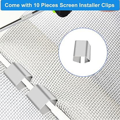 Window Screen Repair Kit Mesh Screen Spline Roller Repair Tools Kit with Screen Installer Clips, Metal and Plastic Spline Fixing Tool Kit for Window Screen1
