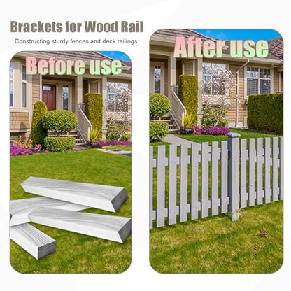 2x4 Fence Post Bracket,Black Deck Railing Brackets Connectors (Black-4pcs)