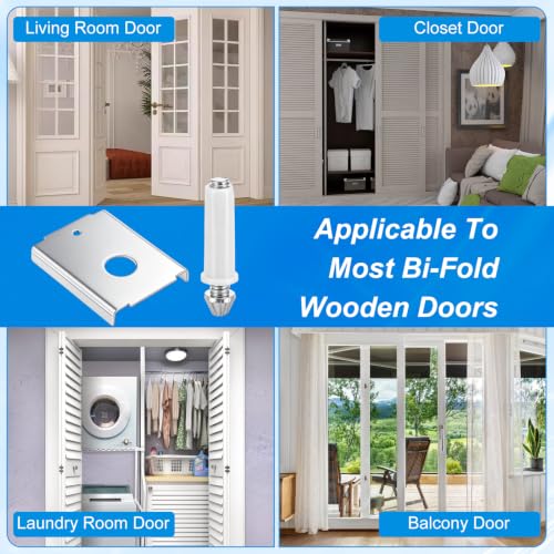 24pcs Bifold Door Hardware Repair Kit, Carbon Steel Bifold Closet Hardware for 1-3/8" Wood Doors with 7/16" Pivot Hole, Includes Metal Brackets, Screws & Pivot Accessories, Top or Bottom Replacement