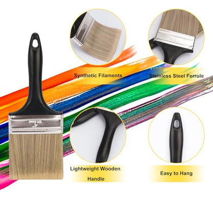 14 Pack 4 Inch Paint Brushes - A Professional Range of Wall Paint Brushes, Deck Paint Brush, and Chip Brushes - Perfect DIY Painting Tools for Your Home or Business KUKLIPJIM - size: 14 Pack 4 Inch