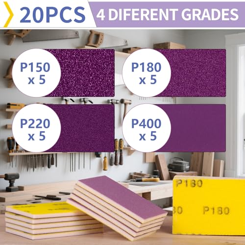 20Pcs Sanding Sponge 150 180 220 400 Grit Wet Dry Soft Foam Block - size: 20pcs Mix Grit, style: Ceramic Sand