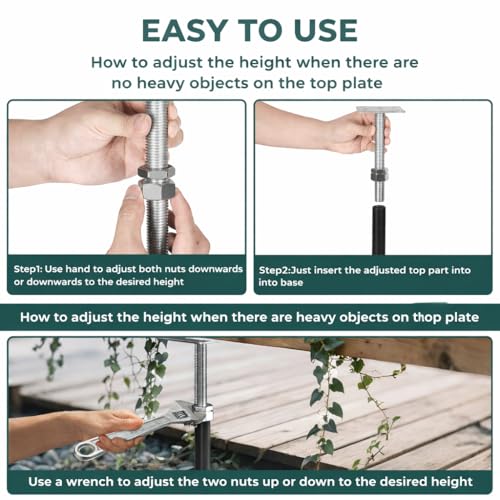 4PCS Adjustable House Floor Jacks for Leveling, 5" - 8" Adjust - color: Black