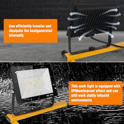 LED Work Lights with Stand, 14000 Lumen, 2-Head Adjustable Work Light