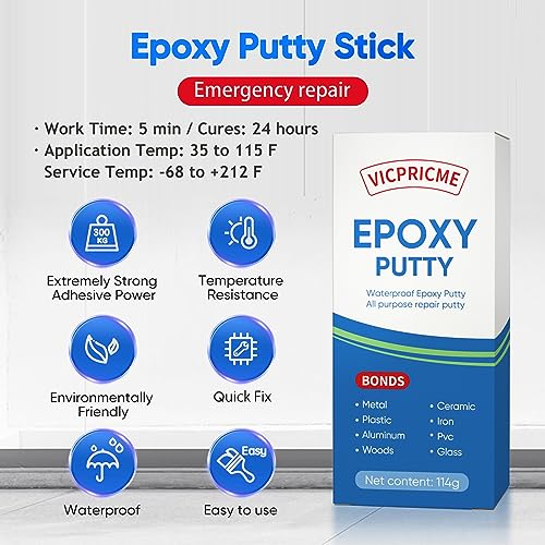 vicpricme Epoxy Putty for Metal Pipe Pool Tank, Underwater Repair, 120g - size: 4.23 oz - 1 Pack