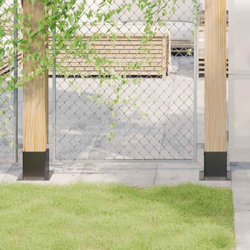 Post Bases Square 12 Pcs Anthracite 4x4 Inches Powder-Coated Steel Fence Support Brackets for Gazebo Porch Railing Mailbox Deck Post Anchors - size: 101 x 101 mm & 12