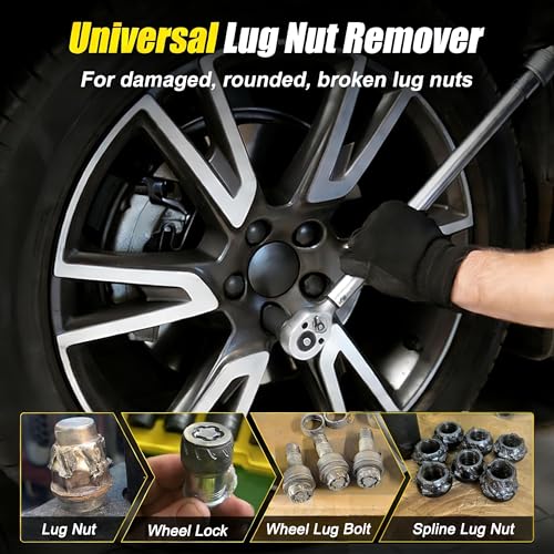 Topec 6PCS Wheel Lock Removal Kit, 1/2" Drive Lug Nut Removal Tool - size: 6 PCS
