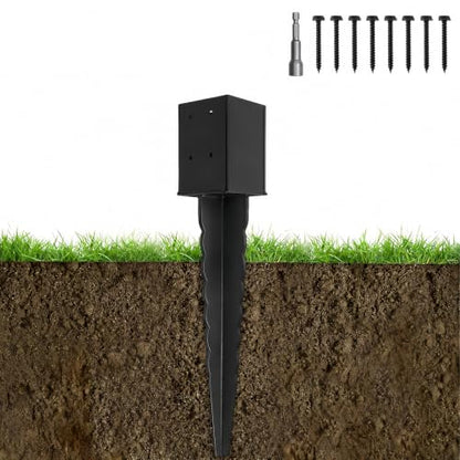 1Pcs 24"Fence Post Anchor Ground Spike| Black Powder-Coated| 4"x4" - size: 24"