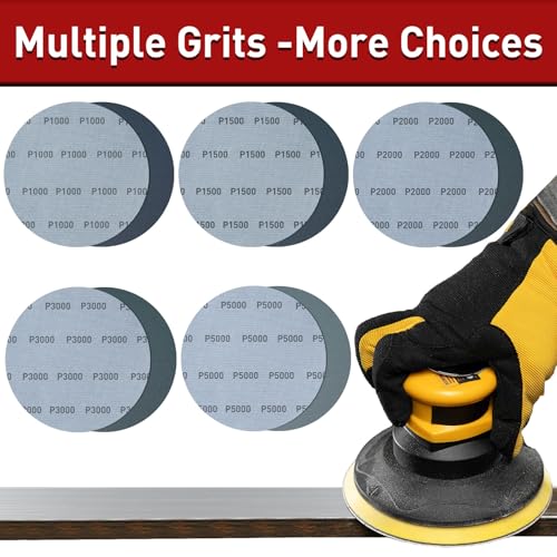 50PCS 6 Inch Wet Dry Sanding Discs, Hook and Loop Sandpaper Kit - style: 1000 1500 2000 3000 5000 Grit
