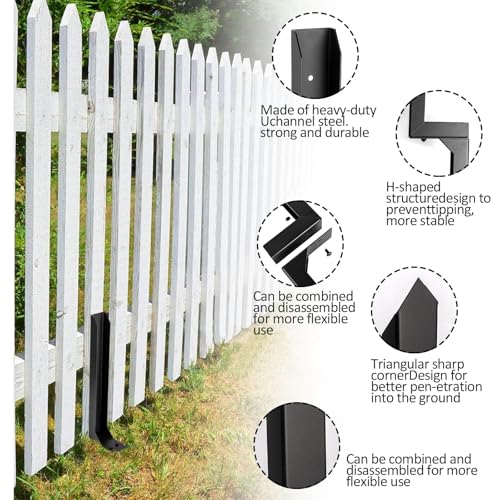 2 Pcs Fence Post Repair Kit Angle Metal Sturdy Ground Stakes