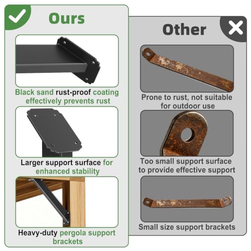 45 Degree Angle Support Bracket, Pergola Bracket Kit for 4x4 Wood Beams - size: 4Pack