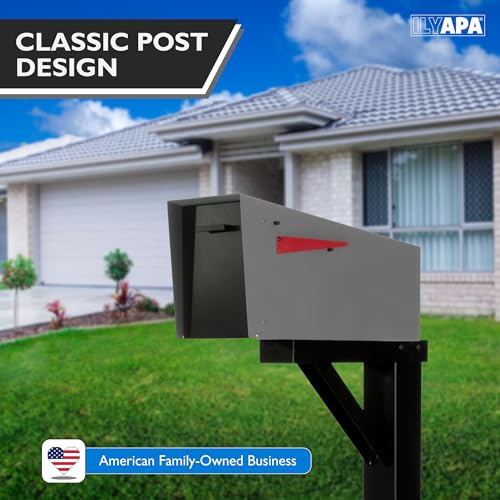 Ilyapa Mailbox Post Kit for Outside - 43x4x4 Sleeve, 2 Brackets - Black - color: Black
