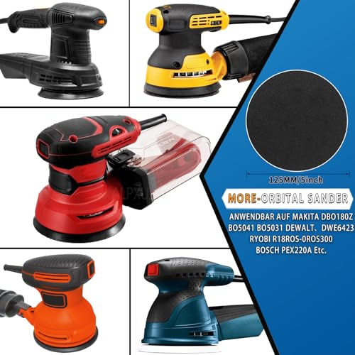 91Pcs 5 Inch Wet Dry Sanding Discs No-Hole Round Hook and Loop Sandpaper with 1Pcs Interface Pad 120 220 400 600 800 1000 1500 2000 3000 Assortment Set for Wood Automotive Metal and Orbital Sander - style: 5 inch No-Hole MIX Grit 91Pcs