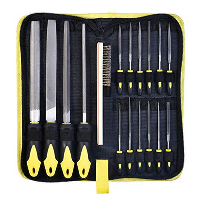 Metal File Set, Large Flat File/Half-Round File/Triangle File/Round File - color: Black-17pcs