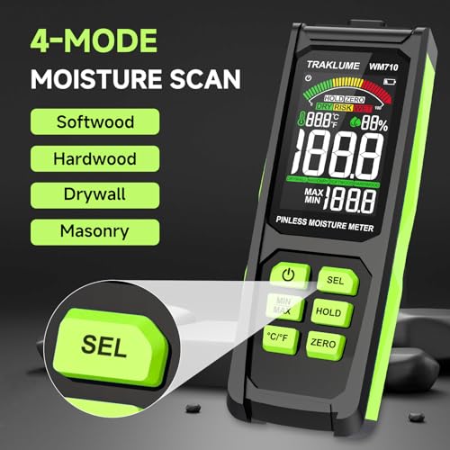 Moisture Meter for Wood Pinless Moisture Reader Firewood Moisture Tester