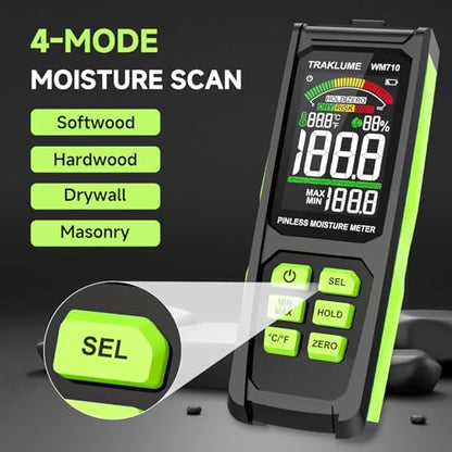 Moisture Meter for Wood Pinless Moisture Reader Firewood Moisture Tester
