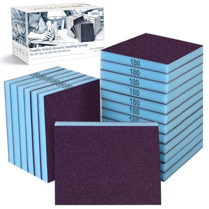18 Pack Wet Dry Sanding Sponge Set, 180 Grit Foam Blocks Sandpaper - style: 180 Grit