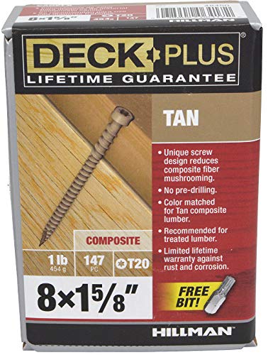 Deck Plus Tan Star-Drive Composite Deck Screws #8 x 1-5/8", 147 Pack