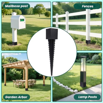 2 Pcs 4"x4" Fence Post Anchor Ground Spike 26"(Actual: 3.6"x3.6") - size: 26 Inch