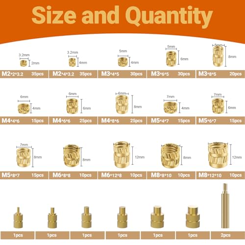 Preciva Heat Set Insert Tool, M2-M8 Threaded Inserts Kit for 3D Printing