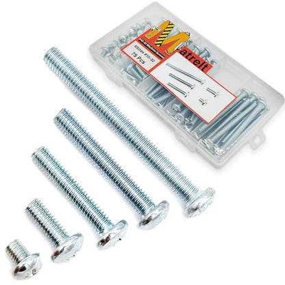 75 Pcs 5 Sizes #10-32 Machine Screws Knob Screws Cabinet Screw Electricians Bolts, Carbon Steel Zinc-Plated Phillips Pan Head Machine Screw Assortment Kit - size: #10-32-5Size-75P