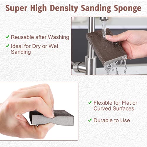 8PCS Sanding Sponge, Sanding Blocks of 60/80/120/220 Assorted Grits