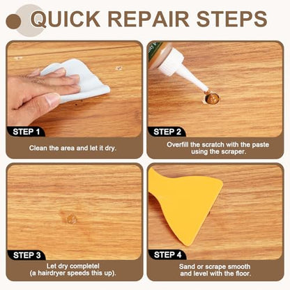 uxcell Wood Repair Kit 4 Color 0.88oz Wood Fillers Furniture Repair Kit - color: Mahogany, Red Apple, Walnut, Yellow Sandalwood