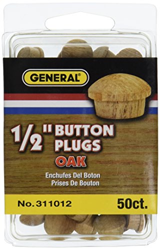 General Tools 311012 1/2-Inch Button Plugs, Oak, 50-Pack - size: 1/2 Inch Oak Plugs
