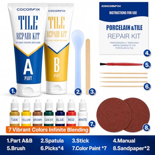 Tile Repair Kit, Ceramic & Porcelain Tile Chips & Cracks Repair-Color Match