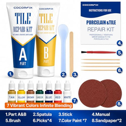 Tile Repair Kit, Ceramic & Porcelain Tile Chips & Cracks Repair-Color Match