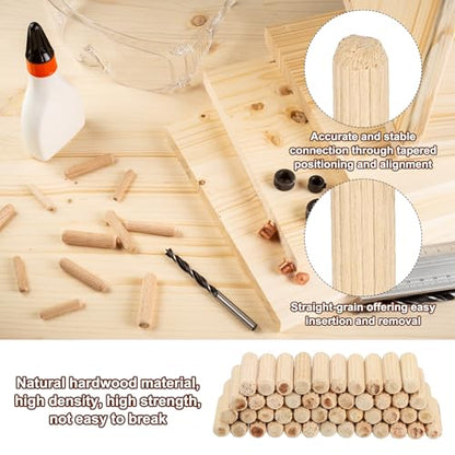 PATIKIL 3/16" x 2-3/8"(5 x 60mm) Wood Dowel Pins, 60 Pack Fluted Wooden Dowel Pin Straight Groove Rods for Furniture Door Art Crafts Projects - size: 3/16" x 2-3/8"