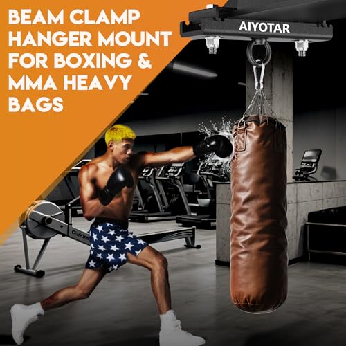 I Beam Clamp Hanger Mount, Heavy Duty Steel Beam Clamp, Heavy Punching Boxing Bag Hanger 5600LB Maximum Bearing Capacity H beam clamp hanger for Boxing Muay Thai MMA Training Gym Swing Trapeze Hammock