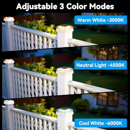 Solar Post Cap Lights for 4x4 Wood/Vinyl Fence Posts, 8-Pack - color: White, size: 8 Pack