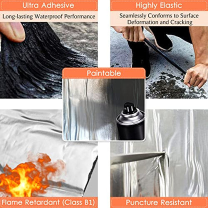 BXI Flashing Roll Tape Membrane, 12 inches X 32 Feet Thick Waterproof Patch Seal Tape, Self-adhesive SBS Modified Rubberized Asphalt, Deck Seam Joist Leak Sealant for Roof Window Gutter Repair Outdoor - size: 12'' X 32'