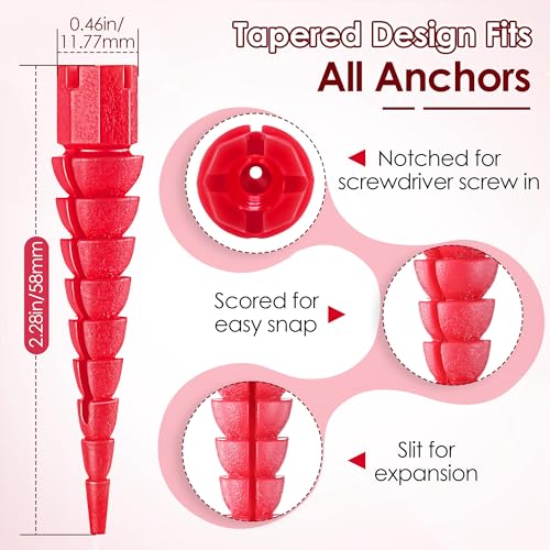 10 Pcs Wood Anchor, Fix Stripped Wood Screw Holes, Red - color: Red