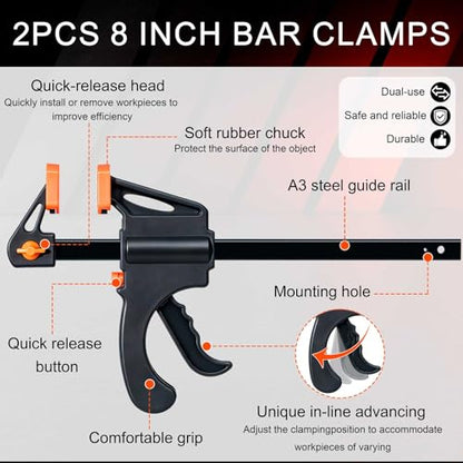 Bar Clamps for Woodworking, Trigger Clamp Set for Wood Carpenter Projects