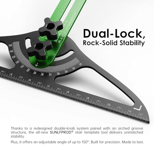 Stair Tread Template Tool - Dual Solid Nut Locking Stair Tread Tool Jig - color: Green-Gray