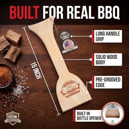 Wood Grill Scraper - Safe, Bristle-Free BBQ Cleaner
