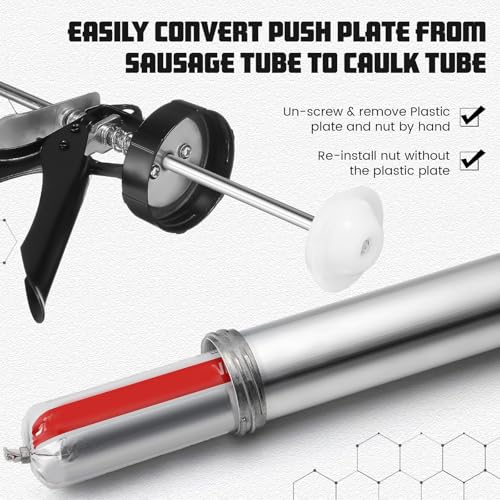 Lasnten 2 Pack Sausage Caulking Gun with 4 Cone Nozzles, Gray - color: Gray