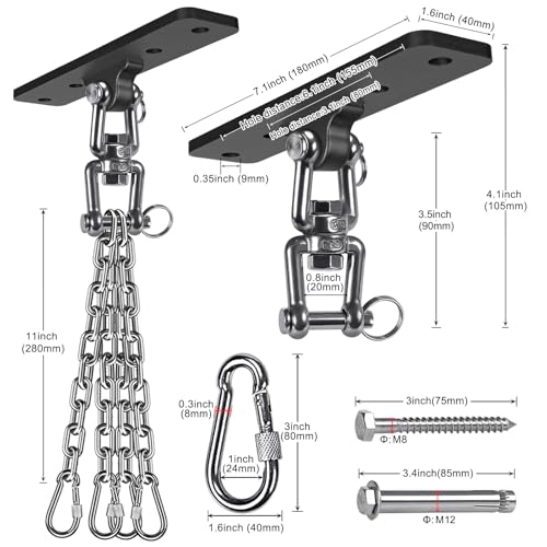 SELEWARE Heavy Duty Punching Bag Hanger, Steel I Beam Clamp for Heavy Bag - color: H: Ceiling Mount Punching Bag Hanger with Chain