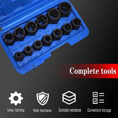 14PCS Twist Lug Nut Socket Set, 3/8" Drive Bolt Nut Extractor Tool - color: 14pcs Lug Nut Extractor 3/8 Inch Drive