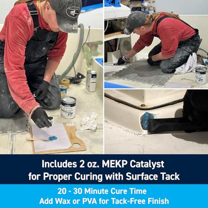 TotalBoat Polyester Structural Repair Putty - Marine Grade Long Strand Fiber Fiberglass Reinforced Filler for Boat and Automotive Repair - size: Quart Kit