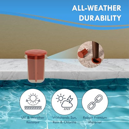Pool Fence Hole Caps for 1-Inch Poles, Red, 25 Pack - color: Brick Red
