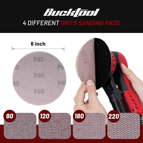 BUCKTOOL 6-Inch Random Orbital Sander, 3A Brushless, 4000-10000 OPM