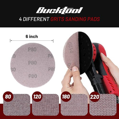 BUCKTOOL 6-Inch Random Orbital Sander, 3A Brushless, 4000-10000 OPM