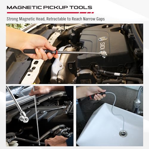 6-Piece Telescoping Magnetic Pickup Tools Set: 31in Portable Magnetic Pickup Stick, 25in Pen-Style Magnetic Pickup Tool, 20in Flexible Bendable Spring Magnet Stick with 4in 9in Magnet Parts Tray - style: 6 Pack - Premium Multi-Tool Set