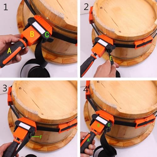 Nylon Strap Clamp with Ergonomic Handle Quick Release Band Clamp Tool for Woodworking Clamping Round or Irregular Shaped Objects, Picture Frames