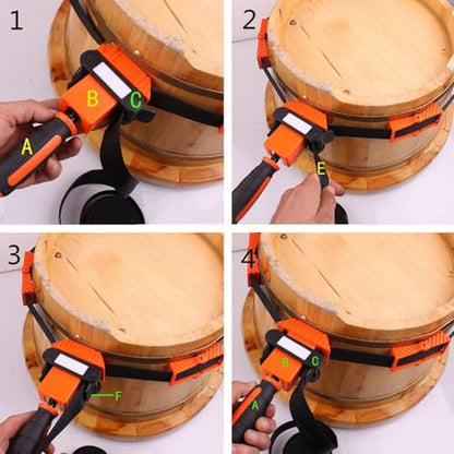 Nylon Strap Clamp with Ergonomic Handle Quick Release Band Clamp Tool for Woodworking Clamping Round or Irregular Shaped Objects, Picture Frames