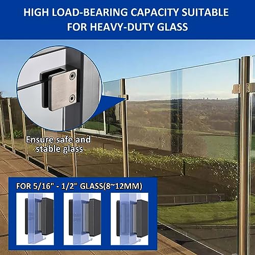 Glass Clamp－304 SS,Adjustable Fits1/3 -1/2" Glass Thickness(Silver-4pcs) - style: Silver-4pcs