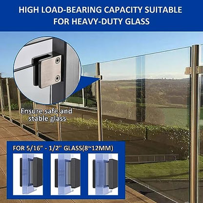 Glass Clamp－304 SS,Adjustable Fits1/3 -1/2" Glass Thickness(Silver-4pcs) - style: Silver-4pcs